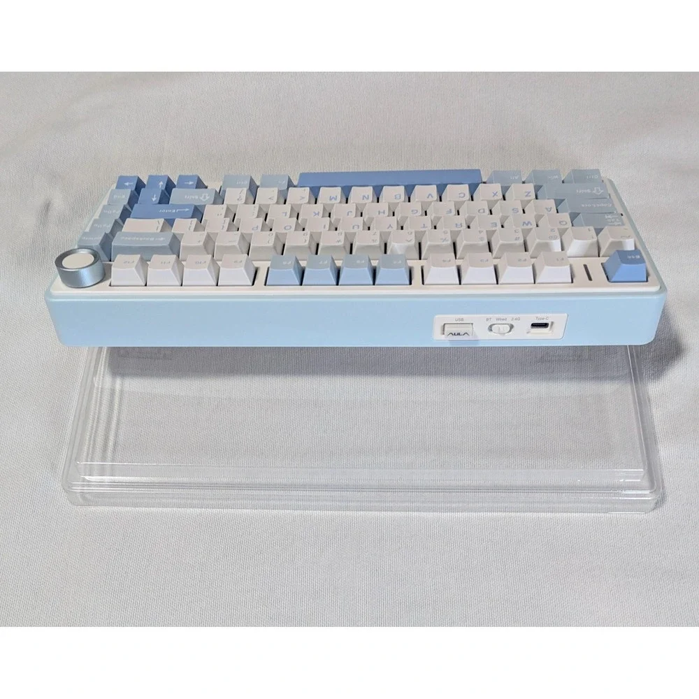 AULA F75 Wireless Mechanical Keyboard Ice Blue Gray Wood Switch V3 Gasket 75%